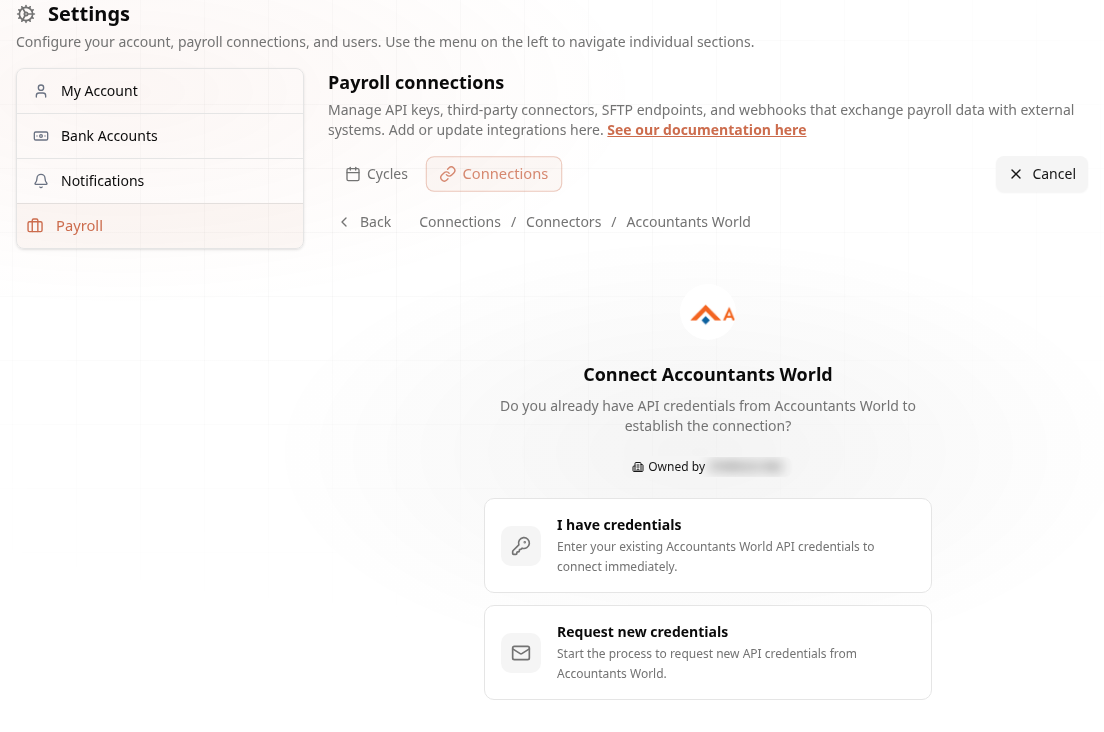 Connect Accountants World — credentials choice