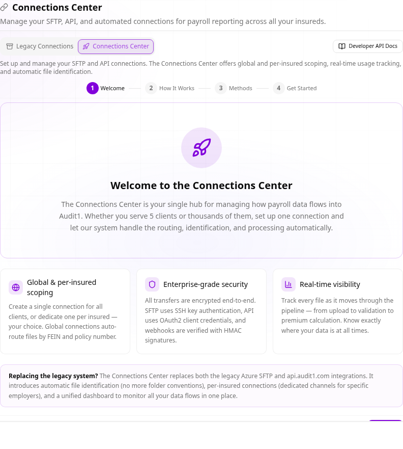 Provider Connections Center welcome